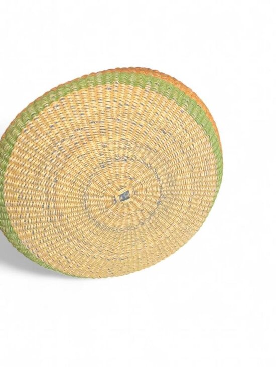 Bolga African Basket Multicolor Large with Leather Handles - Picture 3 of 7